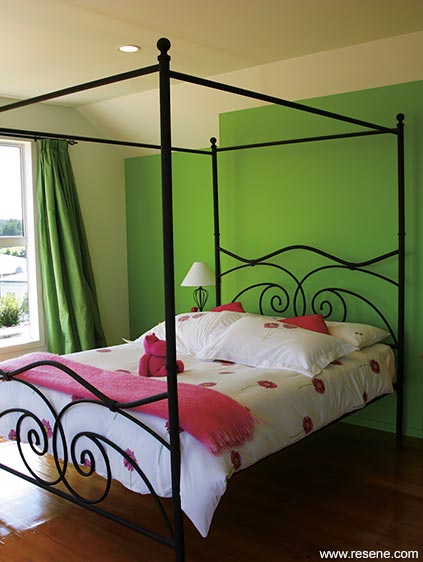 Bedroom green feature wall
