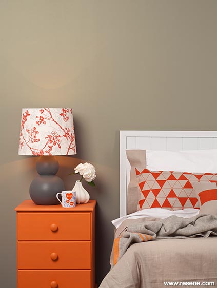 Orange and beige bedroom