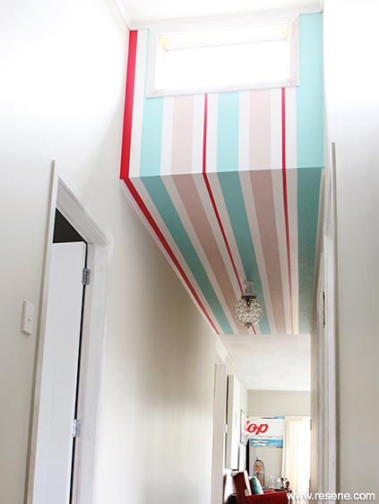 Colourful ceiling stripes