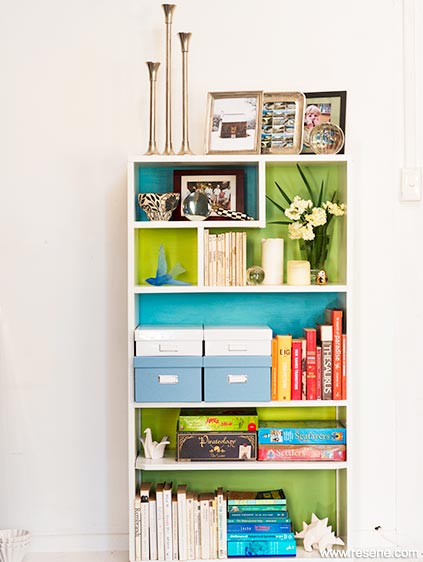 Colour block style bookshelf
