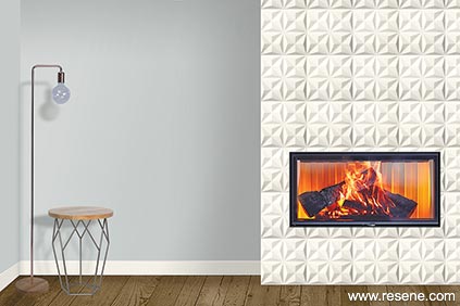 Crisp white fireplace design