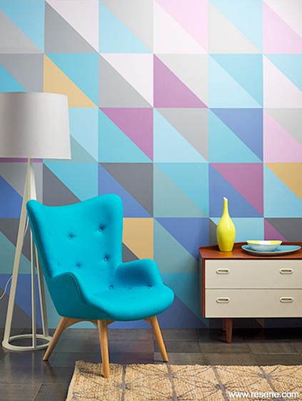 Painted triangle wall pattern