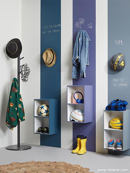 Organise the mud room with painted cubby holes