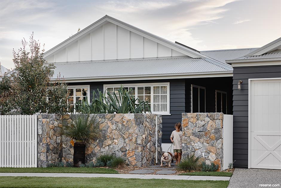 A classic coastal home exterior in Resene Double Foundry