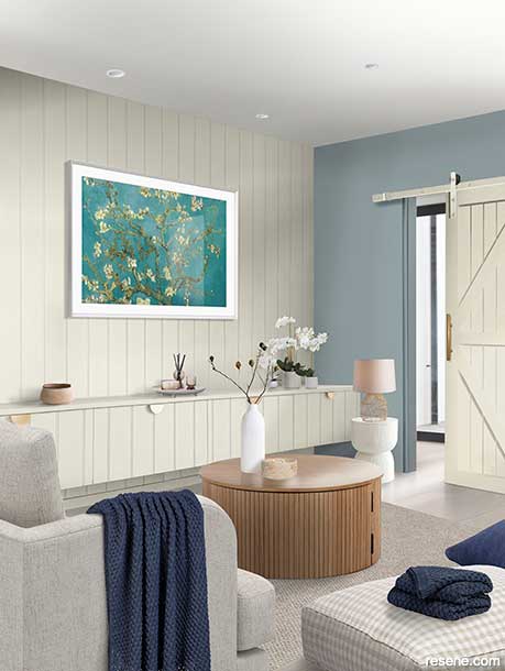 A Hamptons-esque look in Resene Milk White and Resene Powder Blue
