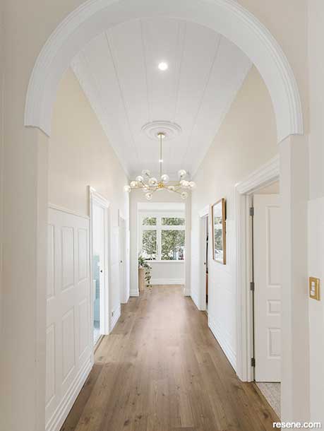 An elegant hallways using layered character neutrals
