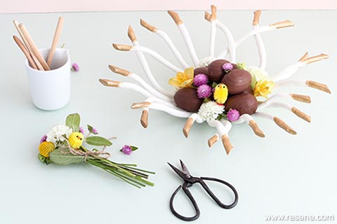 Make and twig bowl for easter
