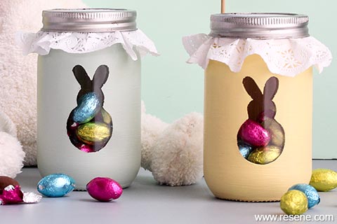 Painted bunny jars