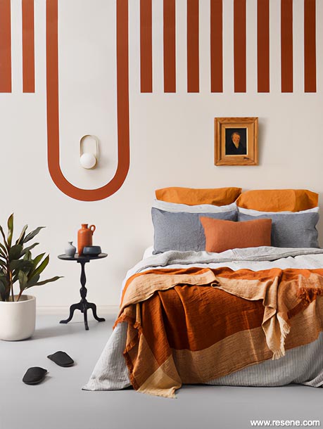A 70's deco inspired bedroom