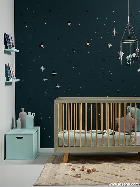Starry night themed nursery