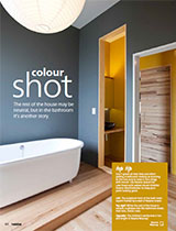 A colourful bathroom in a neutral house
