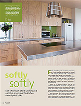 Soft whitewash-effect cabinets and a shot of green give this kitchen natural good looksSoft whitewash-effect cabinets and a shot of green give this kitchen natural good looks