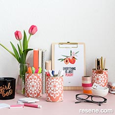 Wallper tins for storage of pens on your desk