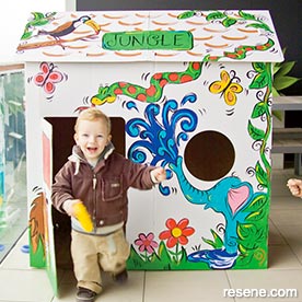 Decorate a cardboard house