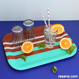 Upcycle a tray to make a summer inspired drinks tray