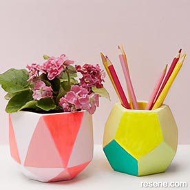 Paint fluro panels on your geometric vase
