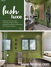 Green bathroom walls and ceiling