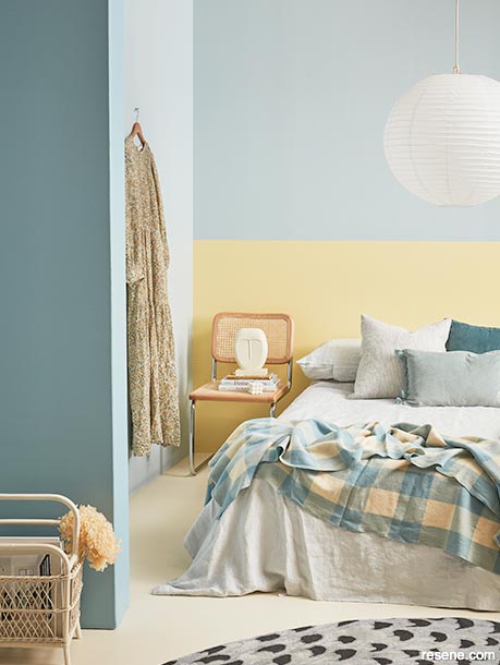A cheerful pastel bedroom