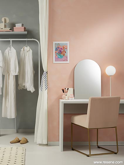 Soft pink - a great colour choice for a modern boudoir