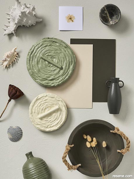 Nature know best mood board - inspired by deep greens and chocolate browns