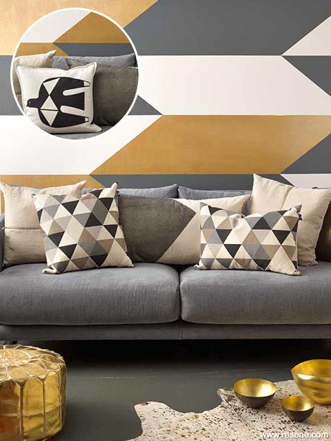 Paint a geometric pattern on your lounge wall