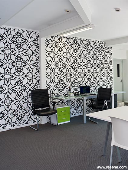 Black and white office wallpaper