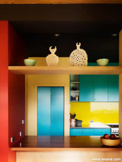 Bold and colourful kitchen