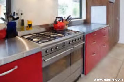 Bright red kitchen