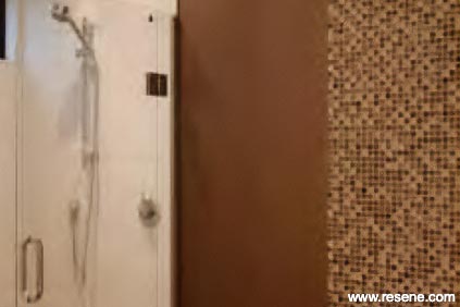 A brown tiled bathroom
