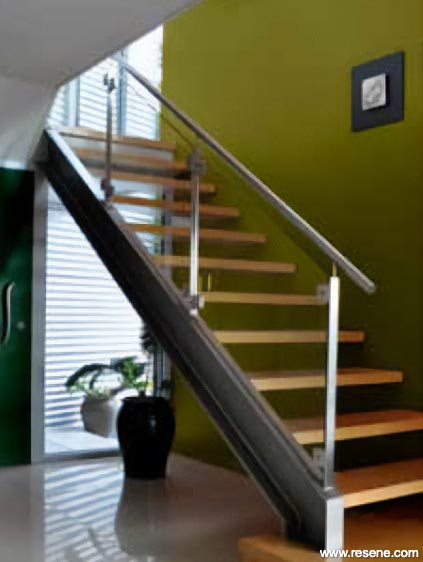 Olive green staircase