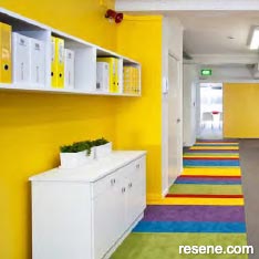 Vibrant Resene colours for a busy office hub