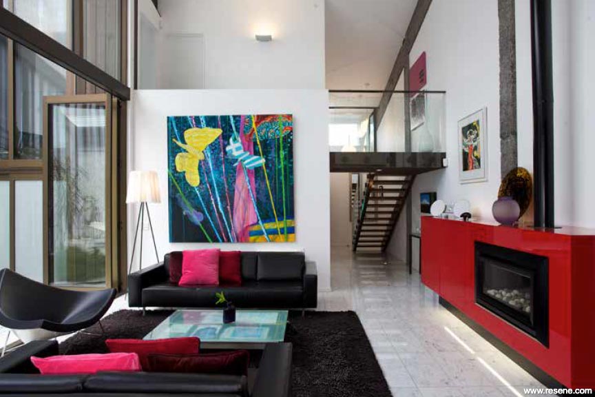 Modern red and white lounge