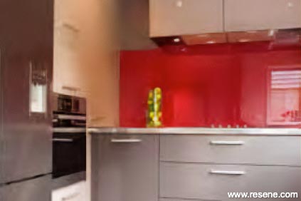 Red and silver kitchen