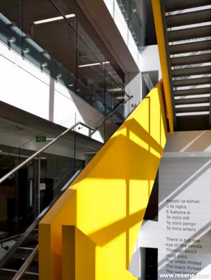 Bright yellow staircase