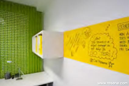 Yellow and green office interior