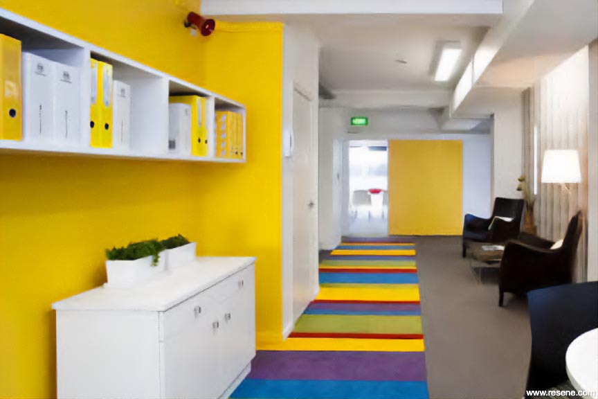 Yellow and white office interior