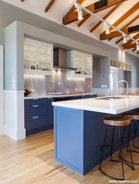 Blue and grey kitchen