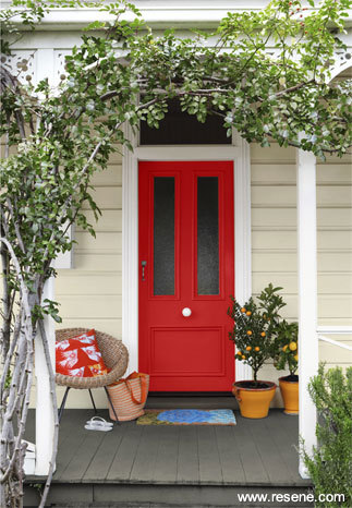 Front doors become a feature when painted bright colours