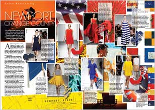 Nautical staples such as navy, white and red are accented by this season's brightest of brights.