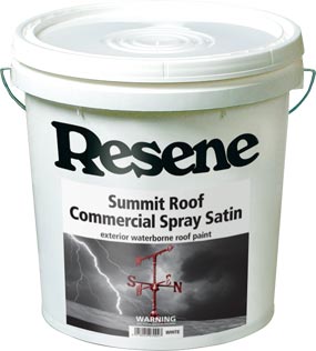 Resene Summit Roof Commercial Spray Satin exterior waterborne roof paint