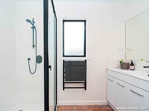 A bathroom renovated in neutral colours