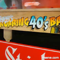 Roaring 40s sign and shelf