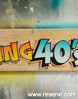 Roaring 40s sign and shelf