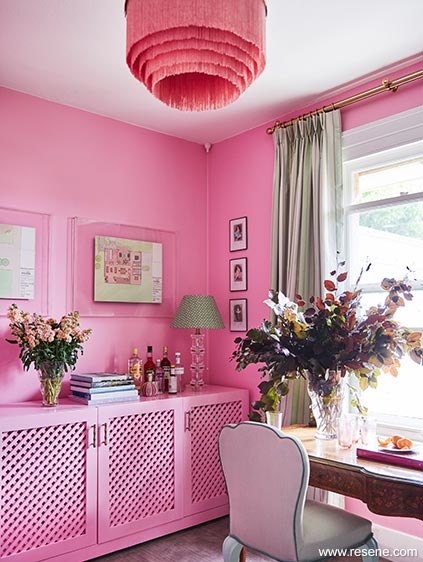 Custom cabinet in gloss pink 