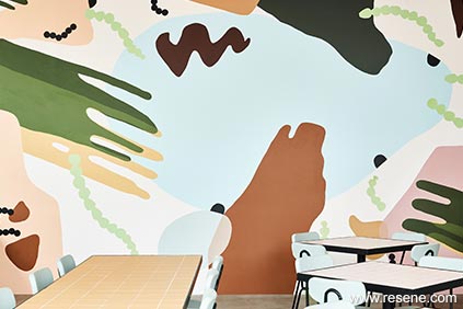 Mural and dining tables