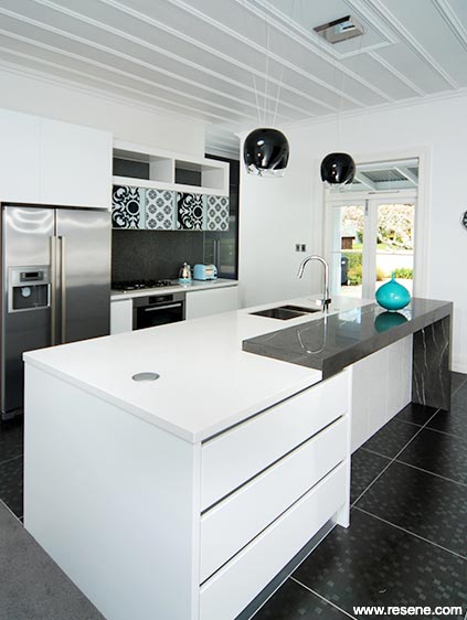 Black and white villa kitchen