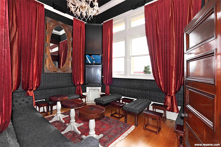 Red and black bar room