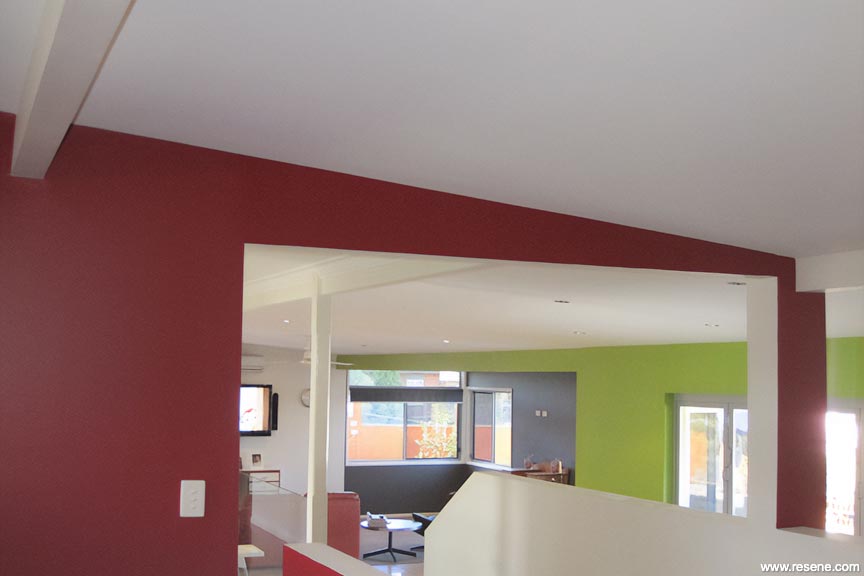 Red and green home interior