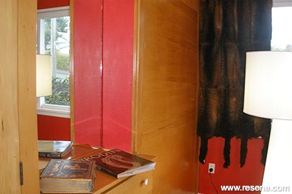 Red and wood room