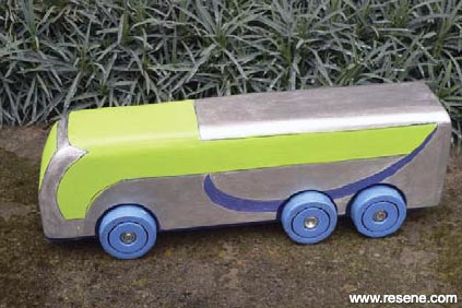 Painted wooden toy bus 3